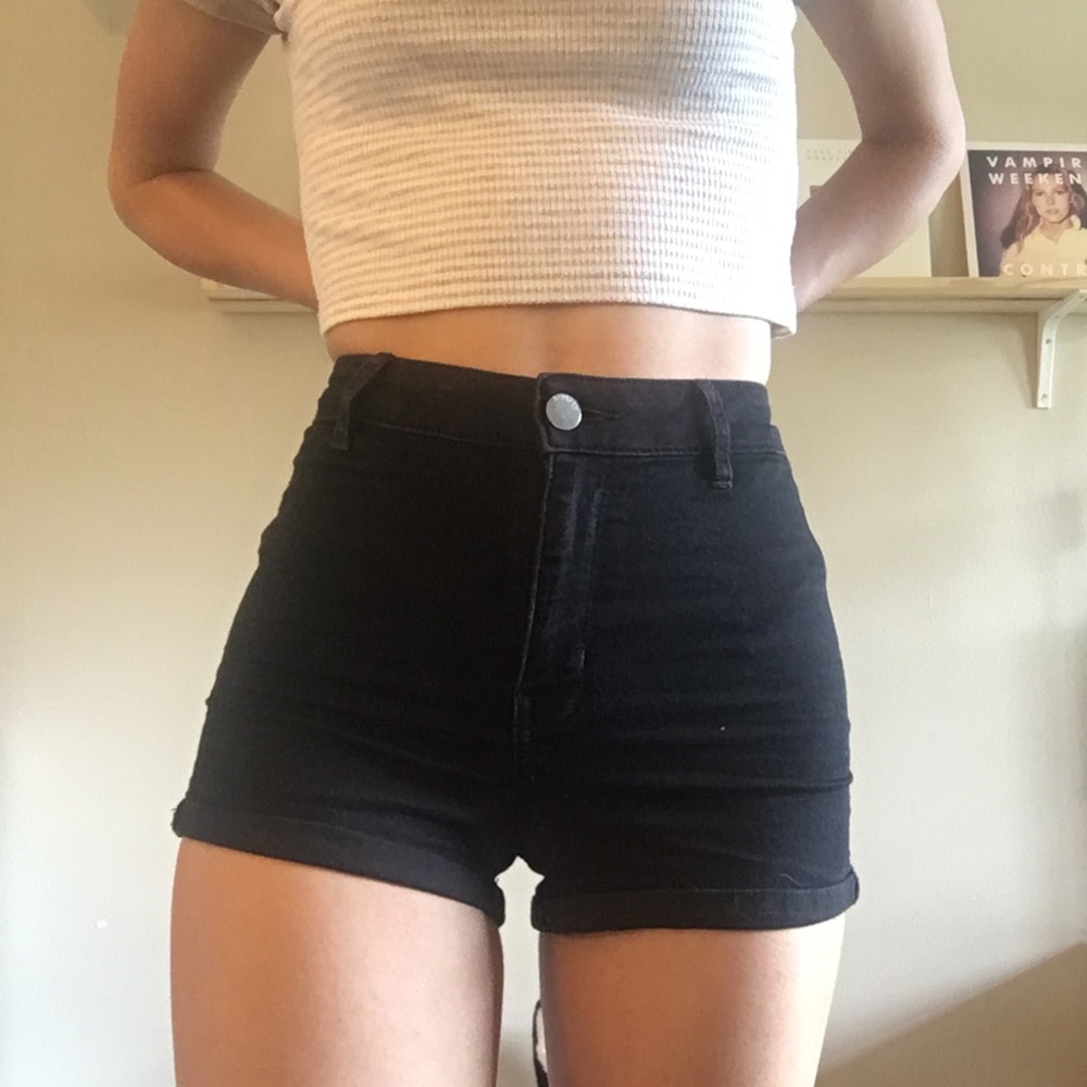High waisted black shorts